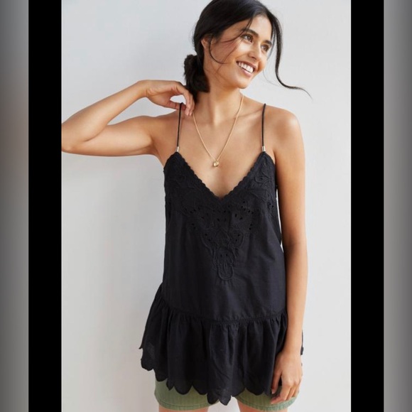 LET ME BE | Anthropologie Eyelet Lace Peplum Tank Top Size 4 - Picture 1 of 10